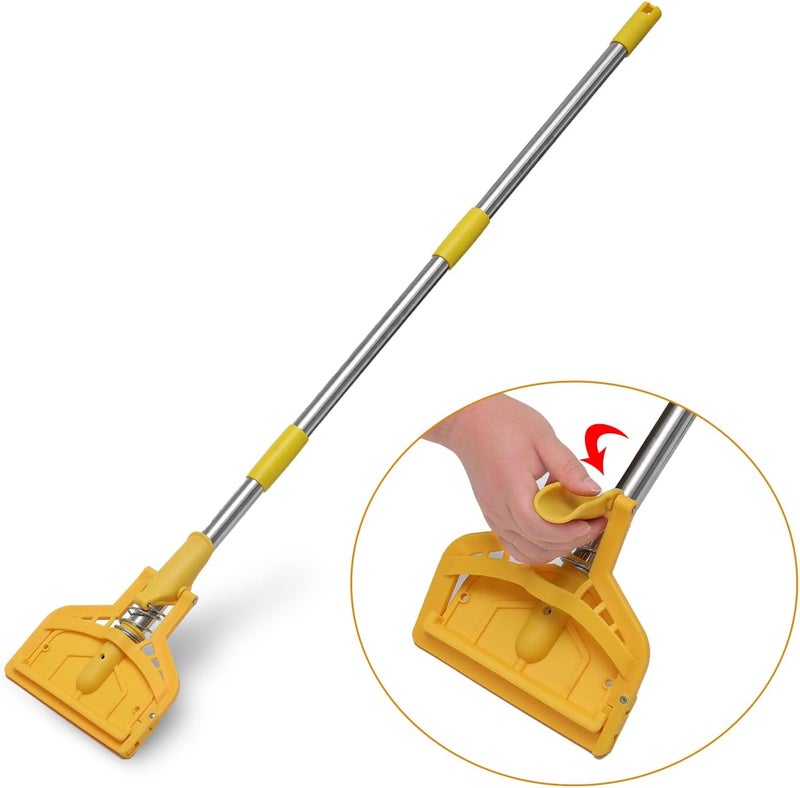 Pragmatist Mop Handle, 61" Wet Mops Heavy Duty Loop-end String Mop Head Surface Floor Cleaner with Stainless Steel Hard Pole Commercial Industrial Grade Mop 2 Pack - Image 1